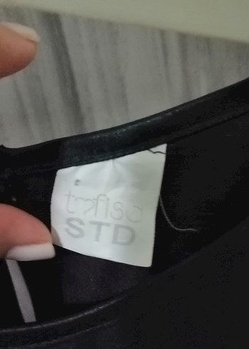 Siyah Deri Uzun Kollu Midi Tunik - Görsel 3