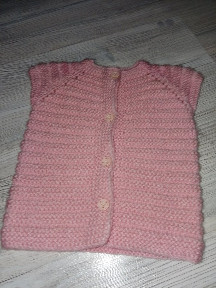 Kız Çocuk Pembe Kolsuz Triko Süveter - Görsel 2