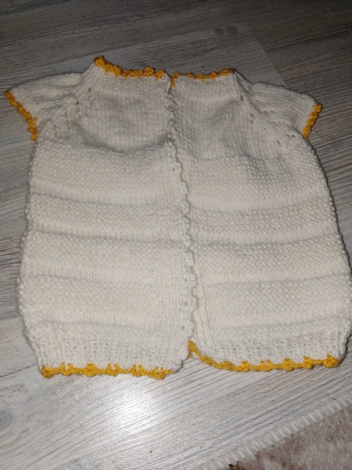 Beyaz Bohem Örgü Kız Süveter - Görsel 2