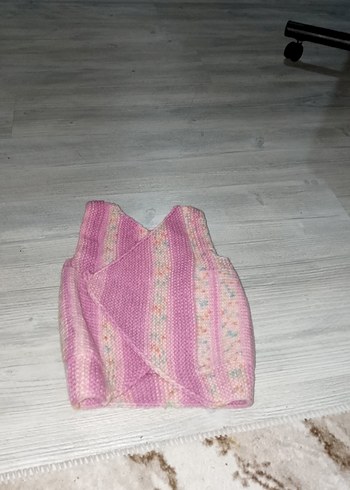 Pembe Örgü Kız Çocuk Süveter - Görsel 2