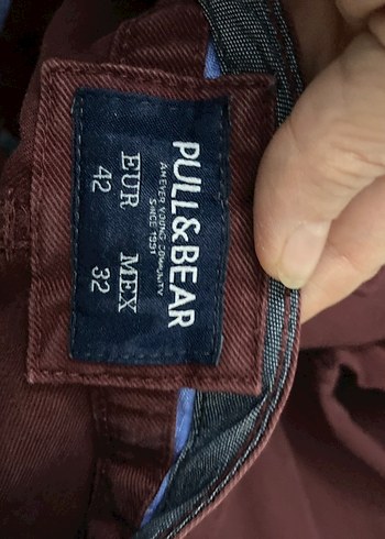 Pull&Bear Bordo erkek Kanvays Pantolon - Görsel 3