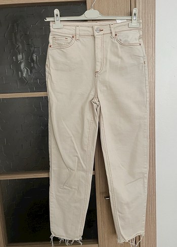 Bej Kadın Midi Boy Regular Fit Kot Pantolon