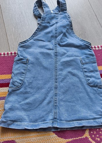 Kız Çocuk Mavi Kot Salopet Elbise - Görsel 2