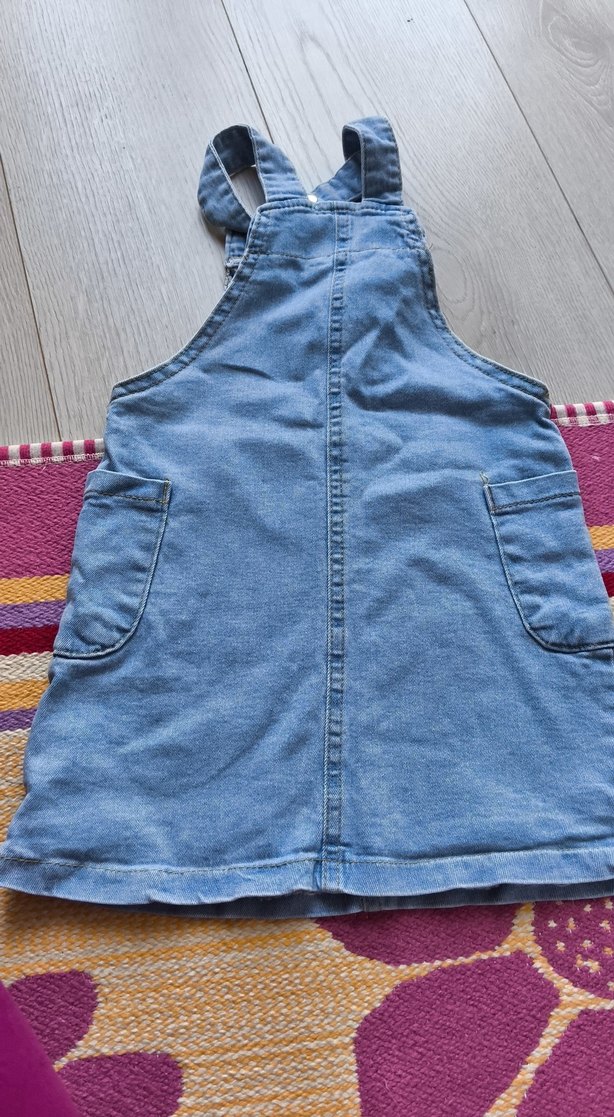 Kız Çocuk Mavi Kot Salopet Elbise - Görsel 2