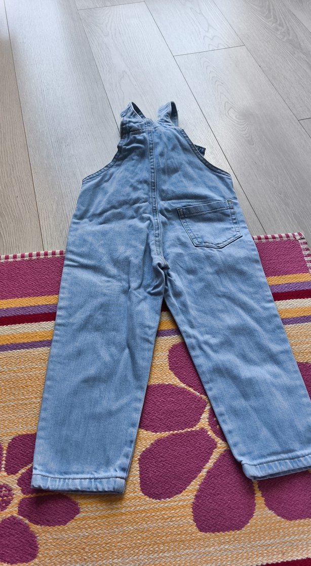 Kızlar için Mavi Denim Tulum Ayarlanabilir Askılı - Görsel 3