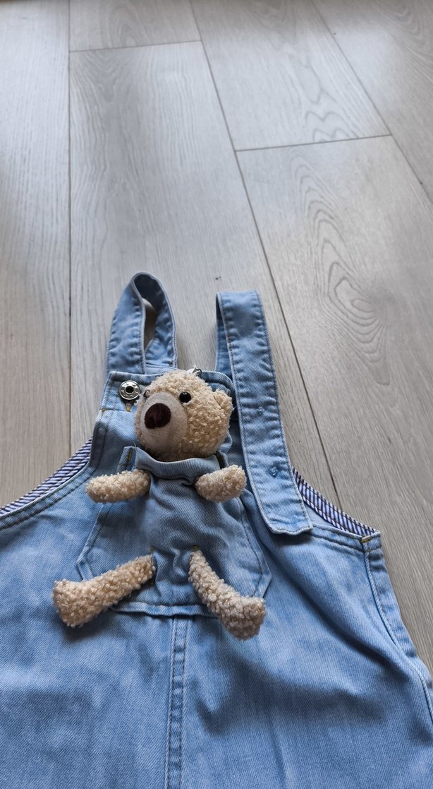 Kızlar için Mavi Denim Tulum Ayarlanabilir Askılı - Görsel 2