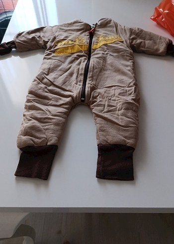 Fermuarlı Kahverengi Bebek Tulumu
