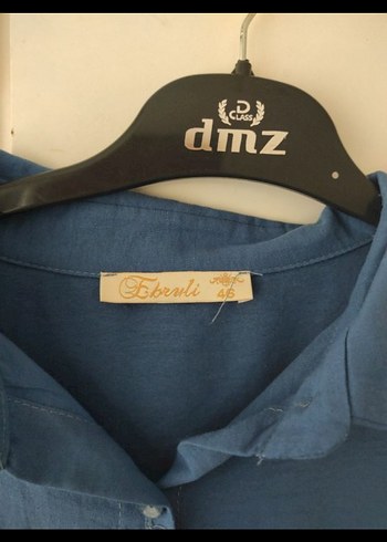 Mavi yumuşacık Düğmeli Uzun Kollu Gömlek Elbise - Görsel 3