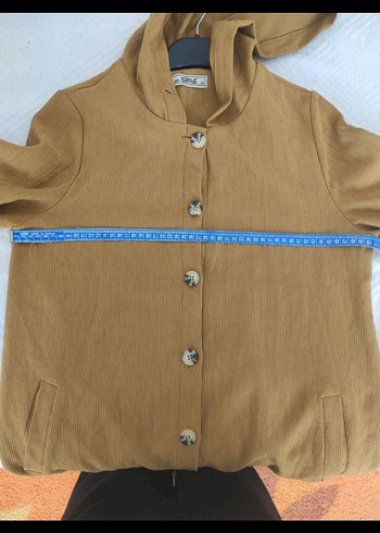 Düğmeli Uzun hardal renk trenc - Görsel 6