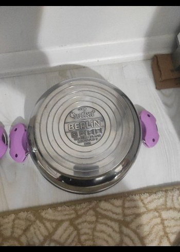 Mor Saplı Parlak Paslanmaz Çelik Tencere Seti - Görsel 4