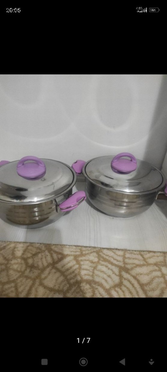 Mor Saplı Parlak Paslanmaz Çelik Tencere Seti - Görsel 2