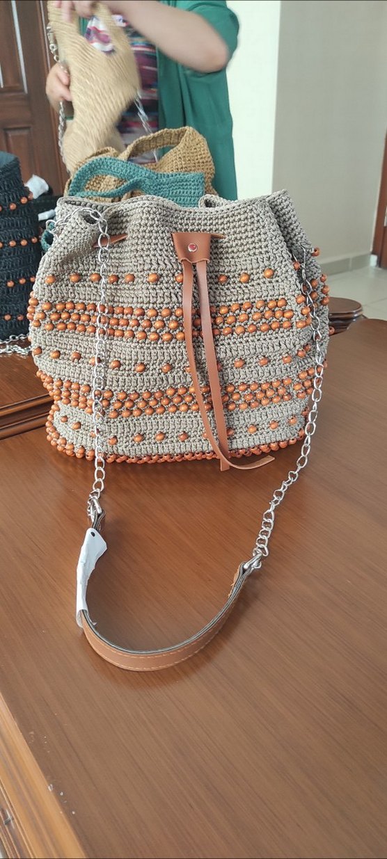 Boncuklu Örgü Bohem Kadın Çanta - Görsel 2