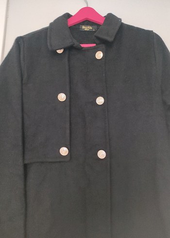 Siyah Kadın Uzun Düğmeli kaşe kaban - Görsel 5