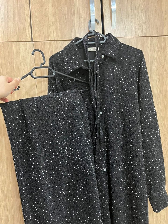 Siyah Puantiyeli Kadın Takım Elbise - Görsel 2