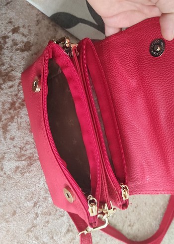 kırmızı Deri Kadın Çanta - Görsel 3