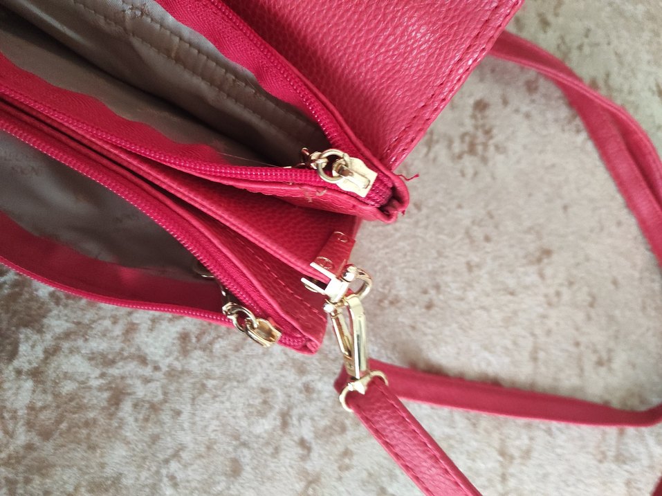 kırmızı Deri Kadın Çanta - Görsel 4