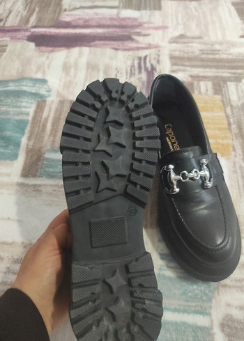 Kilit Tokalı Siyah Deri Kadın Loafer - Görsel 3