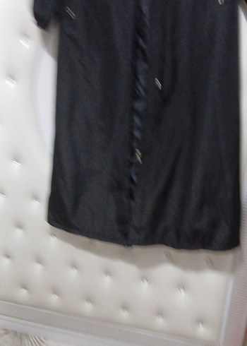 Uzun Siyah Düğmeli Kadın Palto - Görsel 6