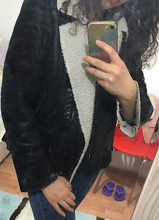 38 Beden siyah Renk Siyah deri ceket içi tüylü