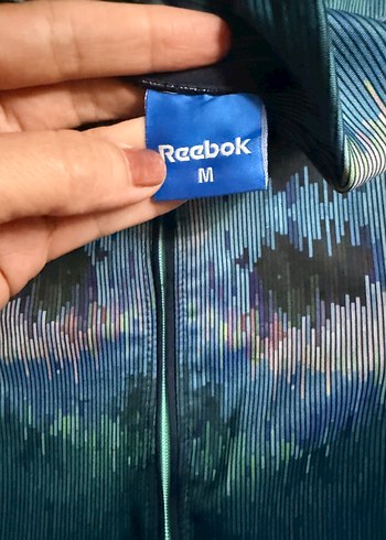 Reebok Turkuaz Batik Desenli Fermuarlı Kadın Ceket