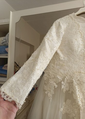 Gelinlik Uzun Kollu Beyaz Vintage Prenses Gelinlik