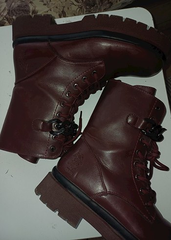 U.S Polo Assn. Bordo Deri Kadın Biker Botlar