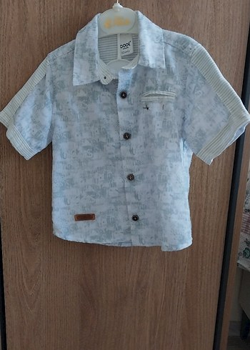 Gri Batik Desenli Kısa Kollu Erkek Gömlek