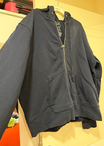 xl Beden Kadın Kapüşonlu Fermuarlı Mavi Denim Ceket