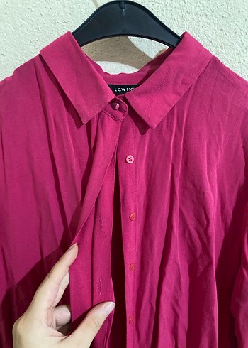 Kadın Uzun Koyu Pembe Salaş Elbise - Görsel 3