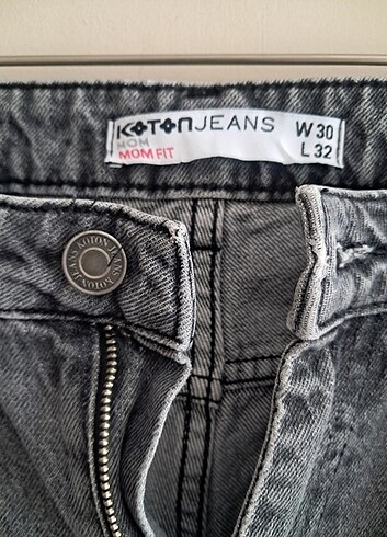 30 Beden gri Renk Koton Mom Jean