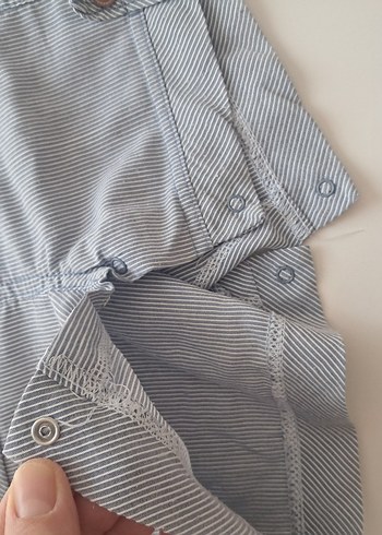 9-12 Ay Beden Düğmeli Gri Denim Loose Fit Şort