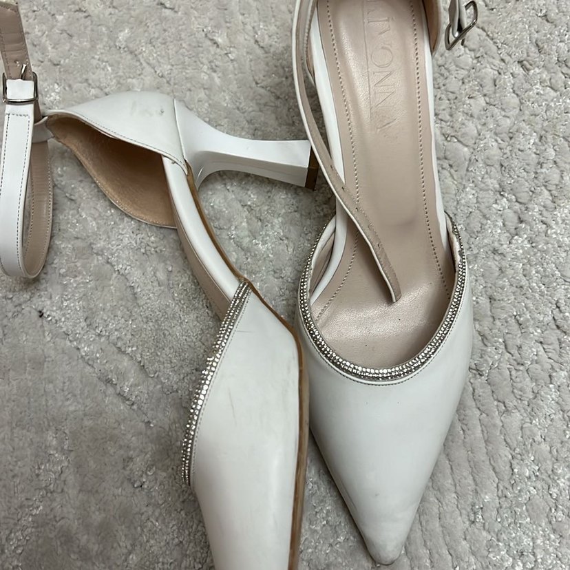 Beyaz İnce Topuklu Kadın Abiye Ayakkabı - Görsel 3