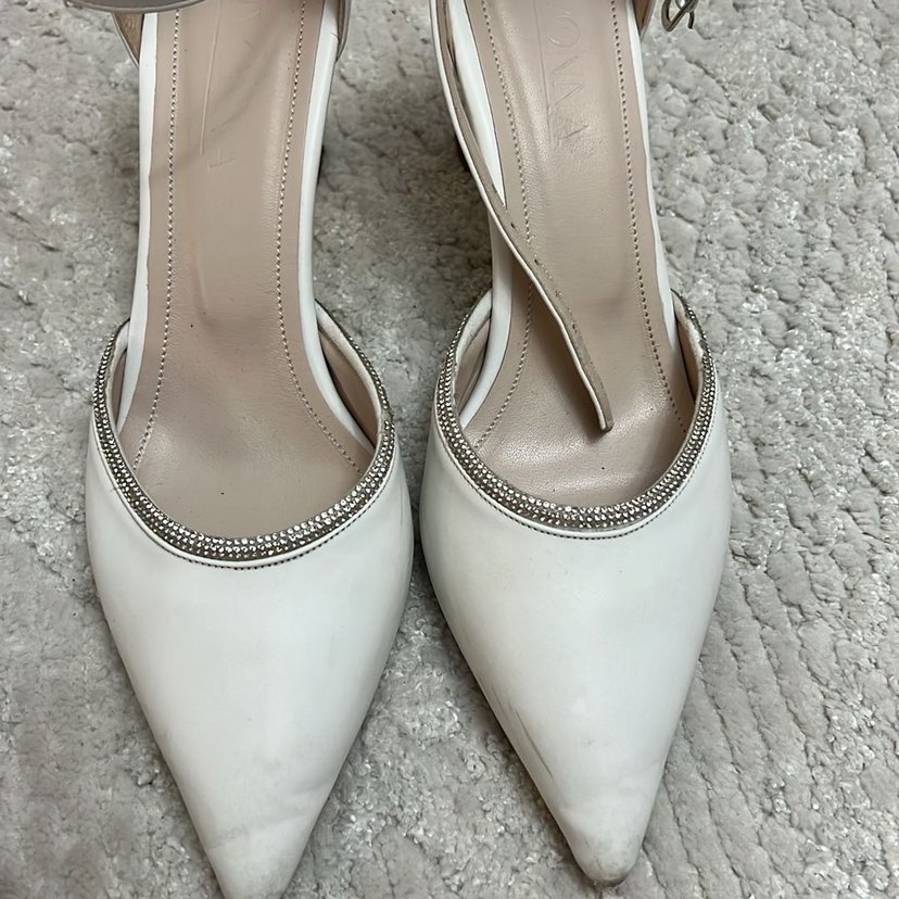 Beyaz İnce Topuklu Kadın Abiye Ayakkabı - Görsel 2