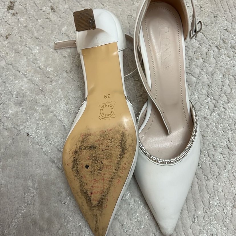 Beyaz İnce Topuklu Kadın Abiye Ayakkabı - Görsel 4