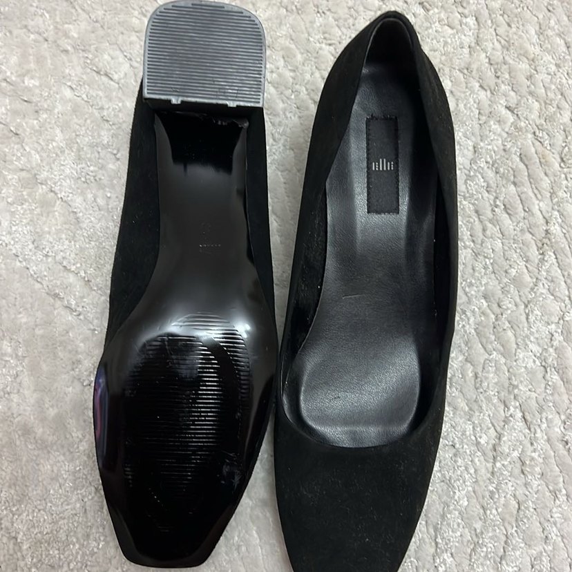 Siyah Süet Kadın Topuklu Babet - Görsel 3