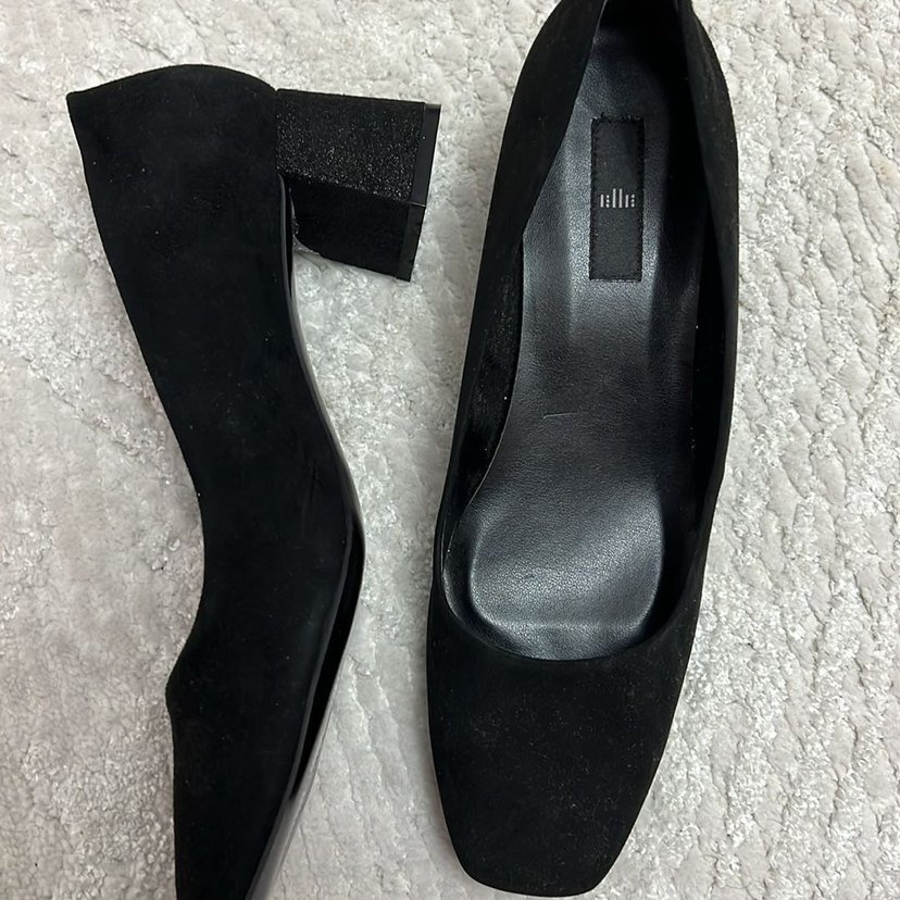 Siyah Süet Kadın Topuklu Babet - Görsel 2