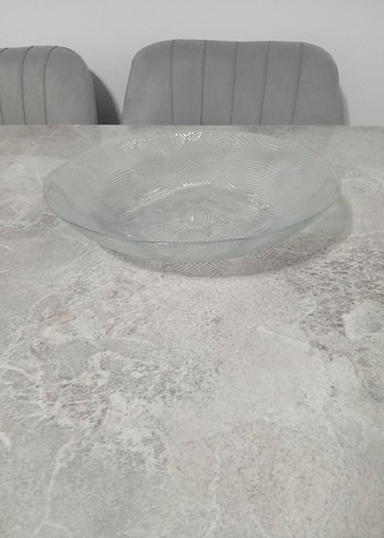 Gri Beyaz Cam Servis Tabağı