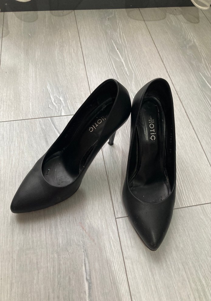 Siyah Elastik Stiletto Topuklu Kadın Ayakkabı - Görsel 4