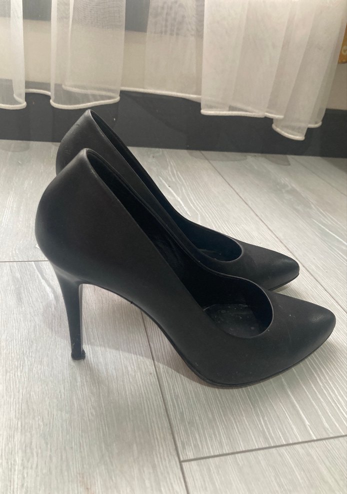 Siyah Elastik Stiletto Topuklu Kadın Ayakkabı - Görsel 2