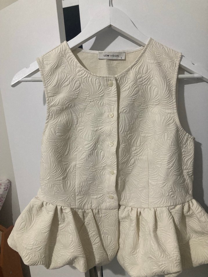 Düğmeli Kolsuz Keten Kadın yelek - Görsel 3