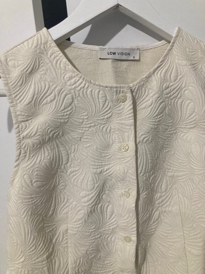 Düğmeli Kolsuz Keten Kadın yelek - Görsel 2