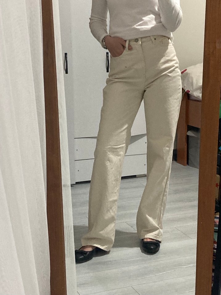 Bej Kadın Keten Salaş Midi Kot - Görsel 2