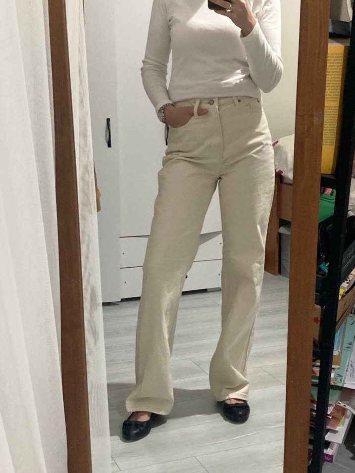 Bej Kadın Keten Salaş Midi Kot - Görsel 3