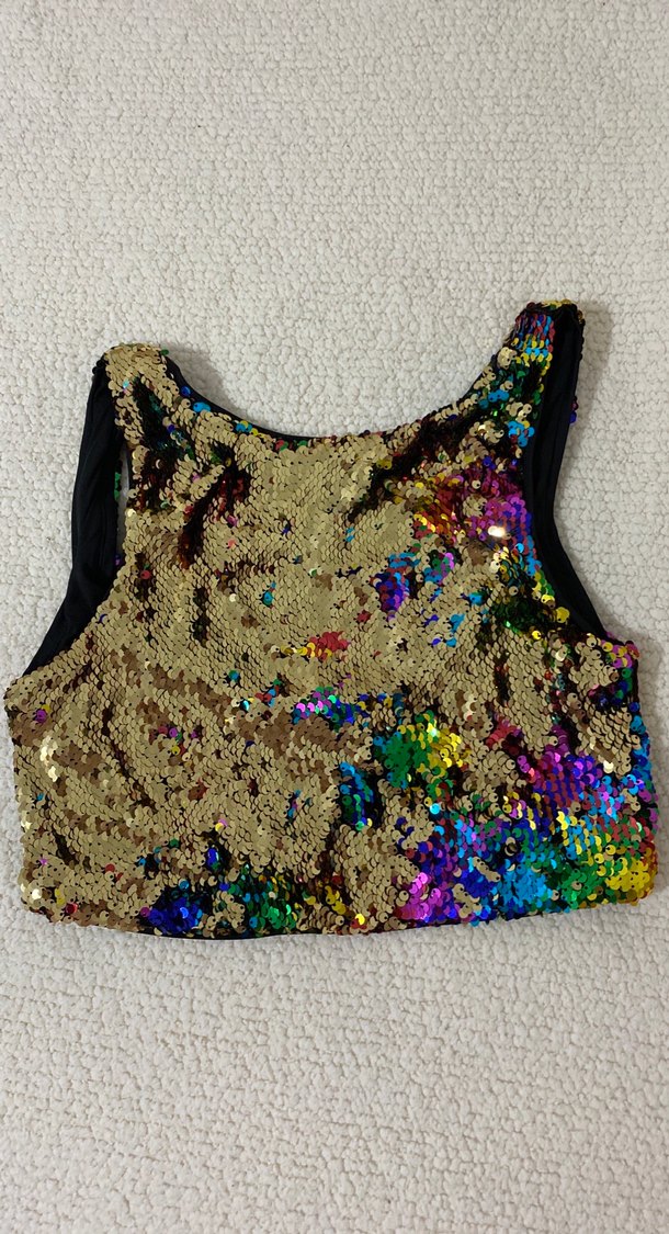 Kızlar için Çok Renkli Payetli Kolsuz crop XS beden - Görsel 3