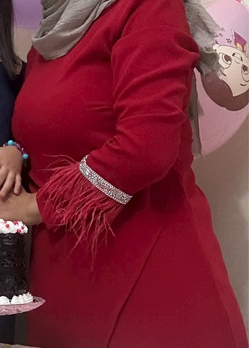 Uzun Kırmızı Kadın tunik