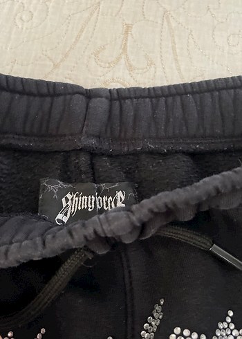 Siyah Baskılı Bol Kesim Spor Eşofman Altı - Görsel 3