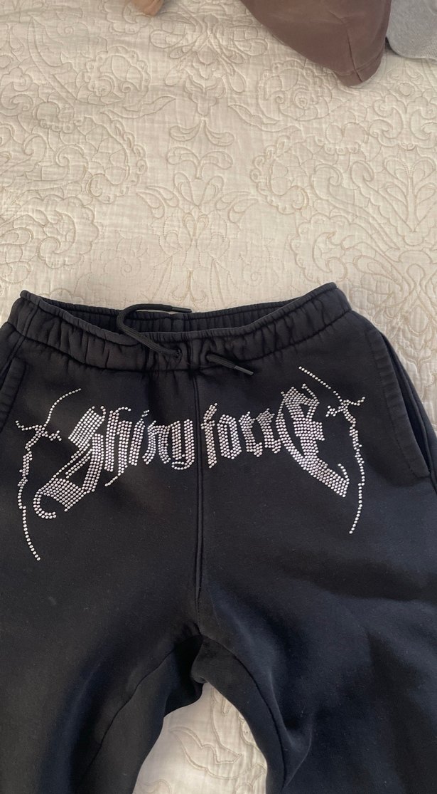 Siyah Baskılı Bol Kesim Spor Eşofman Altı - Görsel 2