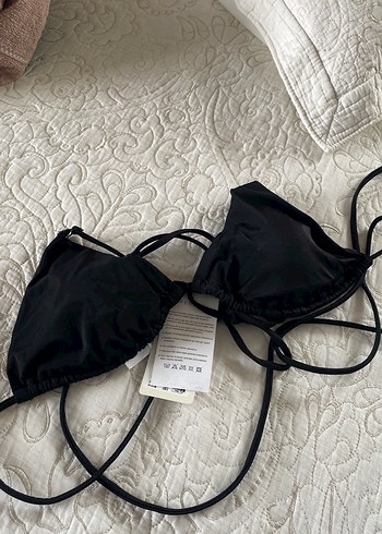 Siyah İp Askılı Mini Bikini Üstü - Görsel 2