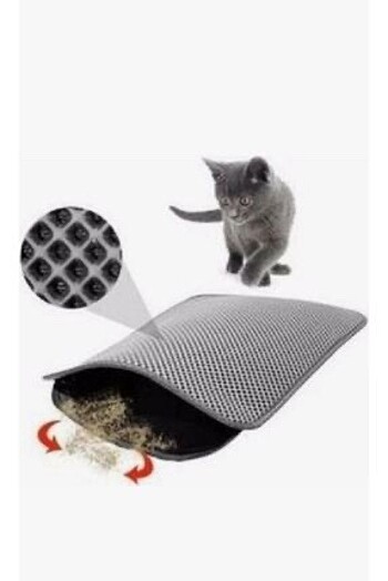 Beden Elekli Kedi Tuvalet Önü Paspası Kedi Paspası 60x45 Gri