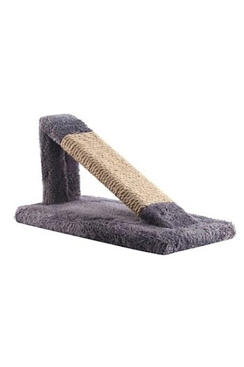Kedi Tırmalama Rampası Tahtası - Peluş Kumaş Doğal Kendir Halat